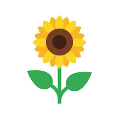 Simple Sunflower Illustration with Yellow Petals and Green Stem