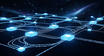 Interconnected Network - Data Flow and Digital Communication Concept.