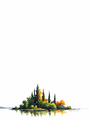 trees and coppice island decorative ornament with white area for insertion