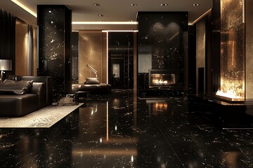 Luxury Black Gold Marble Modern Interior Design