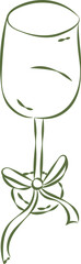 Elegant Wine Glass with Ribbon Sketch