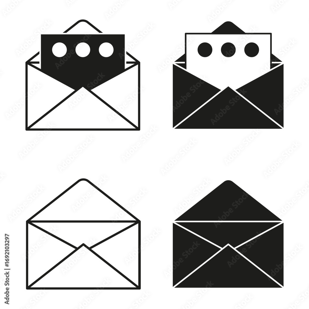 Poster mail icon set. envelope symbol collection. message vector graphic. email communication element. eps 