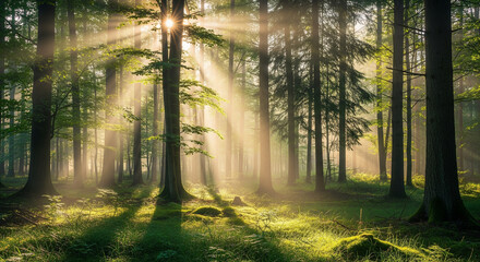 Fototapeta premium A high-angle, cinematic photograph of a diverse team of professionals in a modern, sunlit office. They are gathered around a table with a laptop displaying a vibrant, growing line graph. The team mem