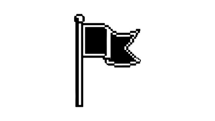 Pixelated flag on pole with transparent background