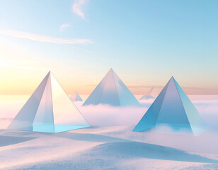 Crystalline Pyramids in a Dreamlike Alien Landscape