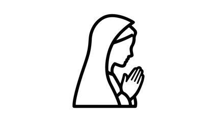 Praying woman outline with transparent background
