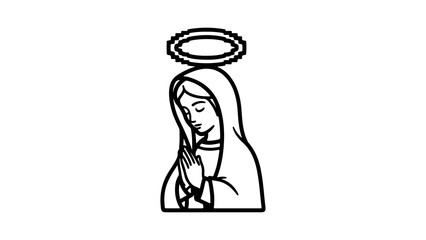Praying woman with halo outline