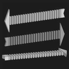 3D arrow illustration. Dynamic motion design. Directional Vector symbol. Monochrome graphic element. EPS 10.