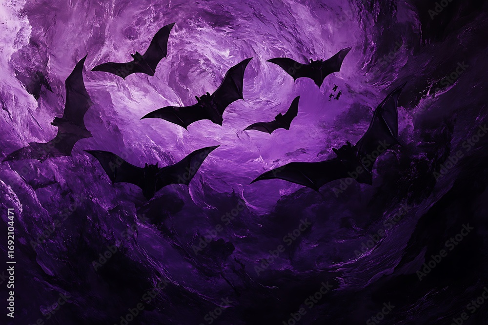Poster abstract artwork showing bats overlapping in structured grid formations