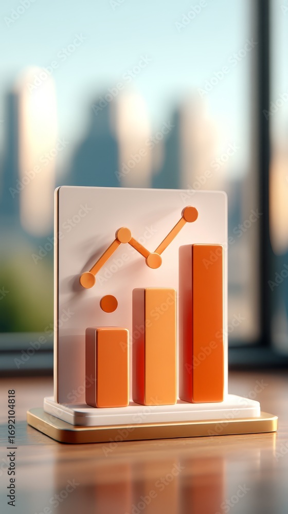 Poster 3d bar chart on tablet, visualizing data trends for business insights and strategic decisionmaking.