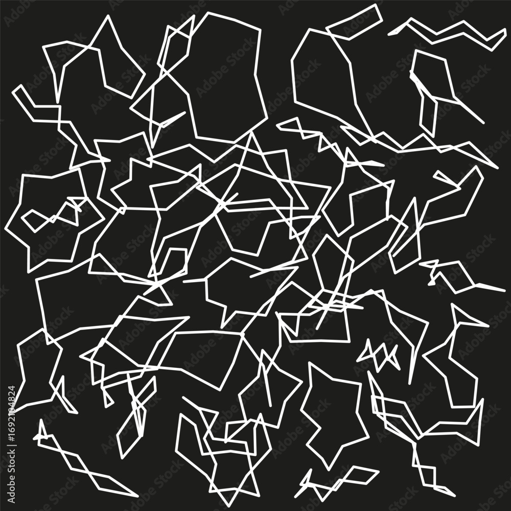 Poster abstract geometric shapes. chaotic line pattern. monochrome background texture. vector modern art. e