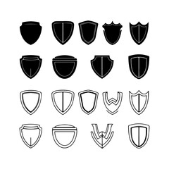 Shield icons set with transparent background