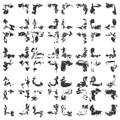 Abstract butterfly pattern. Black vector illustration. Flying insects art. Random decorative elements. EPS 10.