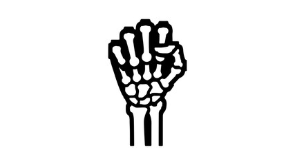 Skeleton hand raised in fist with transparent background