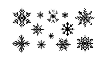 Snowflake shapes collection with transparent background