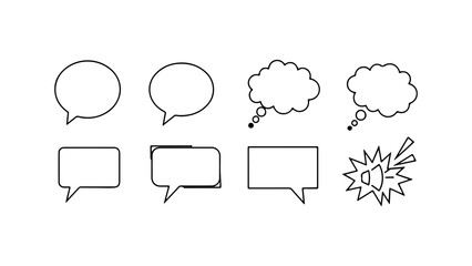 Speech bubbles and thought clouds with transparent background