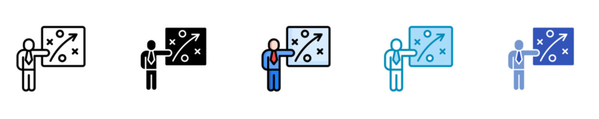 Coaching Strategy  Icon Set Multiple Style Collection