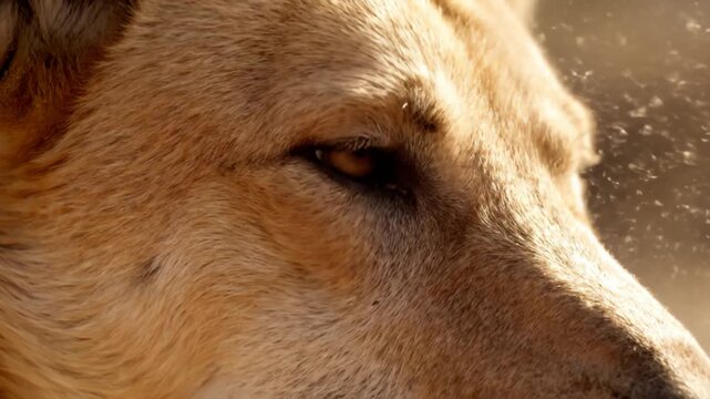 Dingo Amber Eye and Sun-Bleached Fur Close-Up