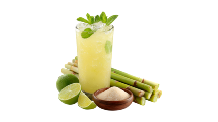 Refreshing Sugarcane Juice with Lime and Mint