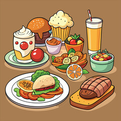 Food vector, Food  design, Food  concept, Food  post, Food  cartoon, Food  icon, Food  template, Food  art, Food  topics, Food doodle