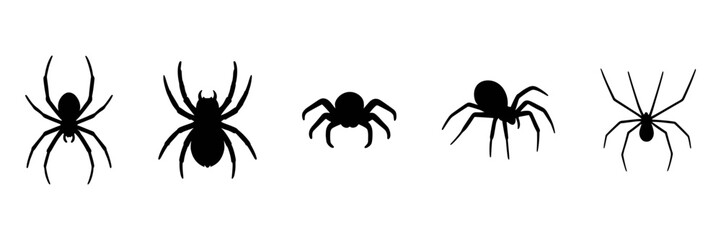 spider silhouettes icon set