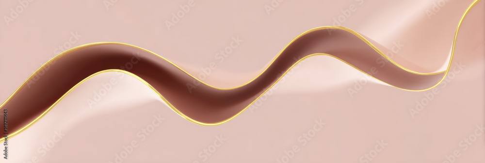Poster abstract wallpaper showing dynamic chocolate wave in smooth flow. gentle brown curve on soft backgro