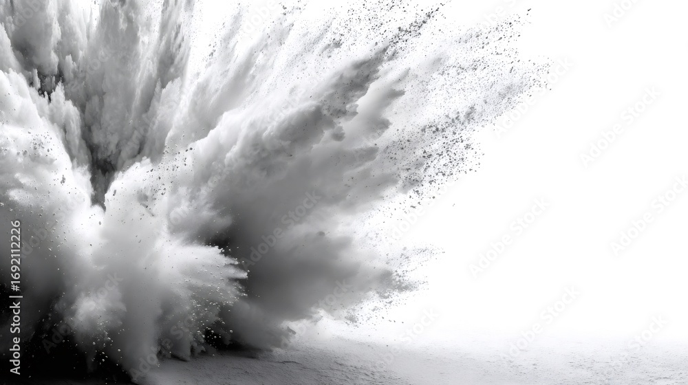 Poster white powder exploding upwards creating a big cloud of dust