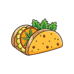 Authentic tacos al pastor with fresh pineapple slices and cilantro illustration