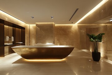 Luxury Gold Bathtub Modern Marble Bathroom Design