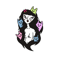 Lady cat black hair