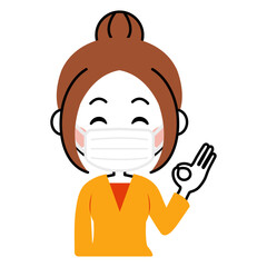 マスクをする女性