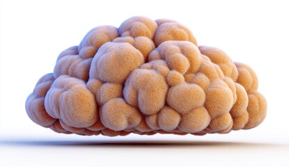 Fluffy, peach-toned cloud shape, 3D render