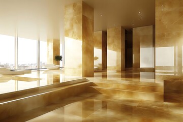 Luxury Golden Onyx Marble Interior Design Floor