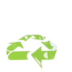 Fototapeta premium Bright green recycling symbols scattered on a white background promoting sustainability and environmental awareness