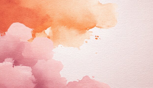 Abstract watercolor washes in peach and rose tones on textured paper