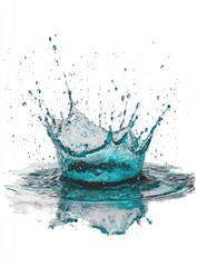 Teal water splash isolated on white
