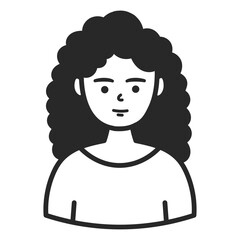 A woman in curly hair. Portraits of people black outline stroke. Vector pictures of avatar icon.