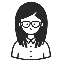 A business woman. Portraits of people black outline stroke. Vector pictures of avatar icon.