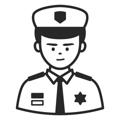 An officer. Portraits of people black outline stroke. Vector pictures of avatar icon.