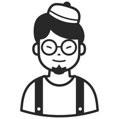 An artist. Portraits of people black outline stroke. Vector pictures of avatar icon.
