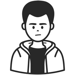 A man in jacket. Portraits of people black outline stroke. Vector pictures of avatar icon.