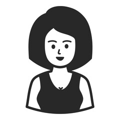 A women. Portraits of people black outline stroke. Vector pictures of avatar icon.