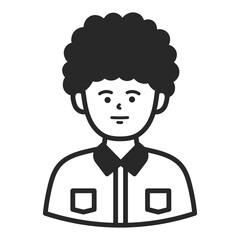 A man in curly hair. Portraits of people black outline stroke. Vector pictures of avatar icon.