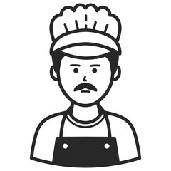 A chef. Portraits of people black outline stroke. Vector pictures of avatar icon.