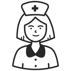A nurse. Portraits of people black outline stroke. Vector pictures of avatar icon.
