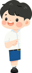 Illustration of Schoolboy in Uniform Pointing