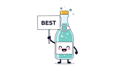 Best sparkling wine beverage celebration champagne bottle character illustration