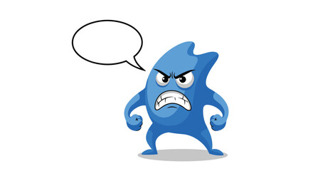 An angry blue monster with a speech bubble icon illustration