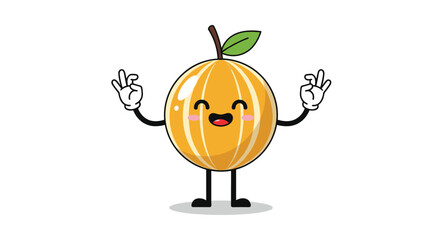Cute happy orange fruit character giving a double okay sign gesture