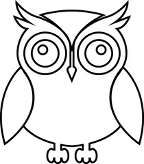 Black owl line icon, creative vector of bird silhouette. Simple cartoon nocturnal animal design, decorative graphic symbol artwork. Wildlife illustration sign isolated on transparent background.